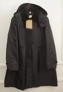 Women Burberry Raincoat Hooded Black Size UK16 US14 IT48 - Picture 1 of 9