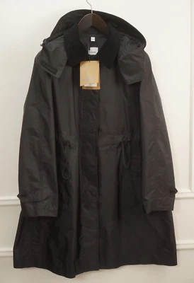 女士 Burberry 雨衣连帽黑色尺寸 UK16 US14 IT48 — 第 1/4 张图片