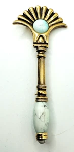 Fantastic Egyptian Fan Straight Brooch Pin Mythical Sceptre Art Deco Art Novo - Picture 1 of 5
