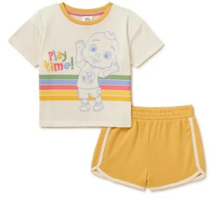 Toddler Girl Boys CoComelon Graphic Play Time T-Shirt & Shorts Set Size 2T 3T - Picture 1 of 1