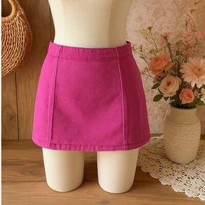 Pink Micro Mini Denim Skirt PrettyLittleThing Size 2 Festival Coquette Baddie - Picture 1 of 8