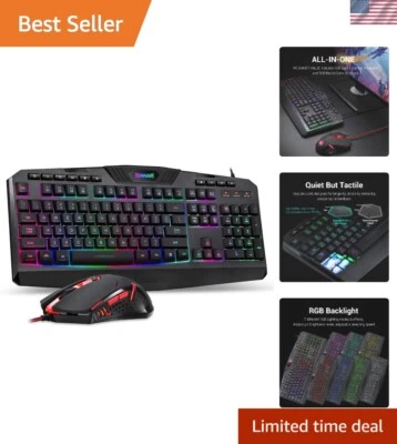 Gaming Keyboard and Mouse Combo with RGB Backlighting & Programmable Features - Image 1 of 4