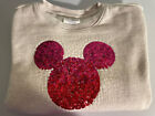 Disney X Gap Mickey Hot Pink Sequin Ears Sweatshirt Sz 10