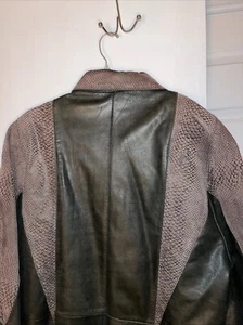 "Chaqueta de cuero gamuza talla X-grande vintage 1980 Jacqueline Ferrar bolsillos grandes 36""" - Imagen 1 de 9