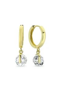 Ohrringe Damen Gold Weiße Stein  ER0139-Zertifiziertes 14 K Geschenk Ermusgold - Bild 1 von 4