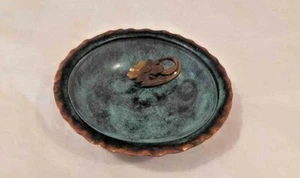 Vintage Israel Maskit 60's Metal Copper & Glass Dish Bonbon Bowl Box Israeliana - Picture 1 of 4