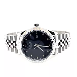 Reloj de acero IceTime Jubilee 41 mm para hombre esfera negra helado diamantes de 0,10 quilates - Imagen 1 de 5