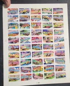 U.S. POSTAL MINT SHEET of 50 GREETING FROM AMERICA .34cent STAMPS - Picture 1 of 2