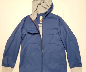 NWOT Luciano Barbera Hooded Jacket Full Zip MEDIUM M 40 EU 50 Blue Cotton Nylon - Picture 1 of 12