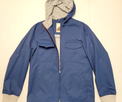 NUEVO SIN ETIQUETAS Chaqueta con Capucha Luciano Barbera Cremallera Completa MEDIANA M 40 EU 50 Azul Algodón Nylon Foto 1 de 4