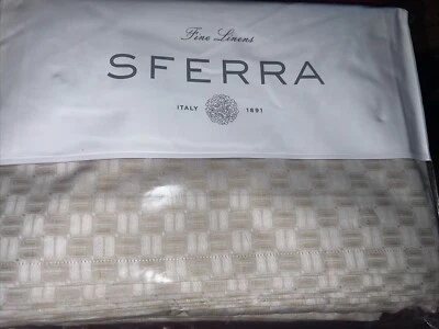 Sferra Queen Duvet Cover Macchia Long Staple Sateen Jacquard Cotton Italy Sand - Image 1 of 4