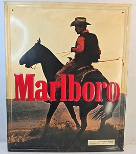 Vintage Marlboro Blechschild Tabak Zigarette Cowboy Werbung 171/4"x 211/4" - Bild 1 von 8