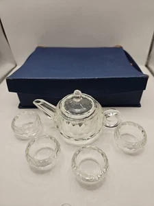 CATHAY BANK Miniatur Klar Facettiert Kristallglas Teekanne Set. - Bild 1 von 19