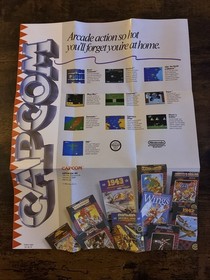 Capcom Nintendo NES Foldable Promo Poster Insert ONLY Mega Man 1943 Commando