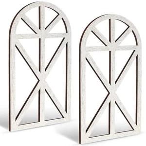 2 Packs 15.16 x 7.7 Inch Rustic Wood Window Frame Wooden Cathedral Arch Windo... - Picture 1 of 6