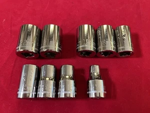 9pc Craftsman 1/2" Dr 12 pt Metric Socket Set 22 21 19-17mm 15-13 9mm USA *READ - Picture 1 of 6