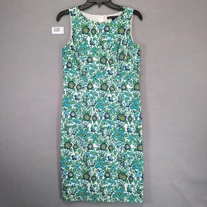 Brooks Brothers 346 Blumendruck Etuikleid Damen 6 Blau Grün Midi Preppy - Bild 1 von 6