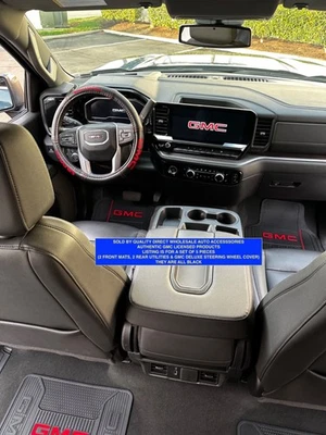 5 PIECE:  GMC 4 Floor Mats & STEERING WHEEL COVER All Weather Authentic GM BEST - Image 1 of 4