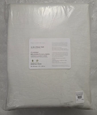 Pottery Barn 3in1 Pole Top Belgian Flax Linen 1-Curtain Blackout Lin 50x96 Ivory - Image 1 of 2