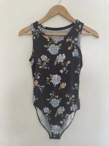 American Eagle Women's Allover Floral Sheer Viscose Sleeveless Bodysuit Black XS - Picture 1 of 4