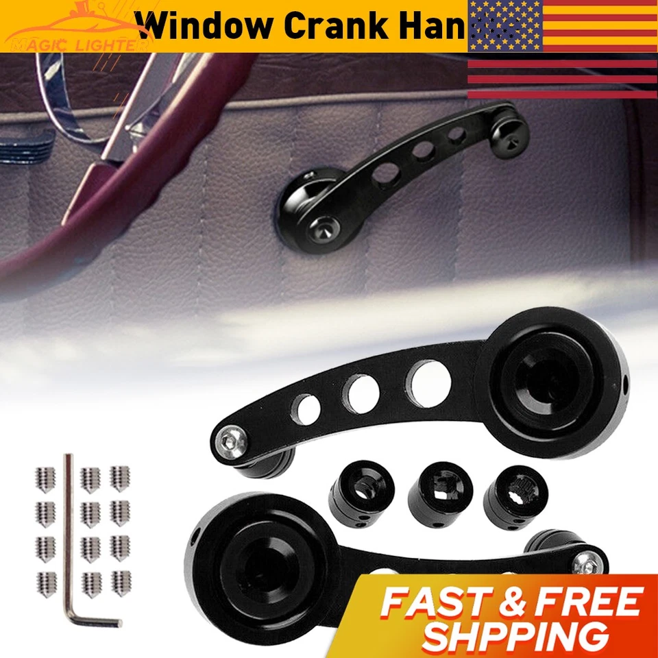 2X Black Winder Window Car Crank Manual Door Aluminum Handle For Most Vehicles - Image 1 of 4