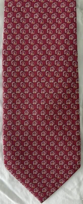 Corbata Salvatore Ferragamo para hombre 100 % seda roja estampado Gancini Foto 1 de 4