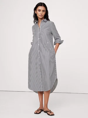 Banana Republic Cotton Poplin Asymmetrical Shirt Dress |  Stripe XXL #743526 NEW - Image 1 of 4