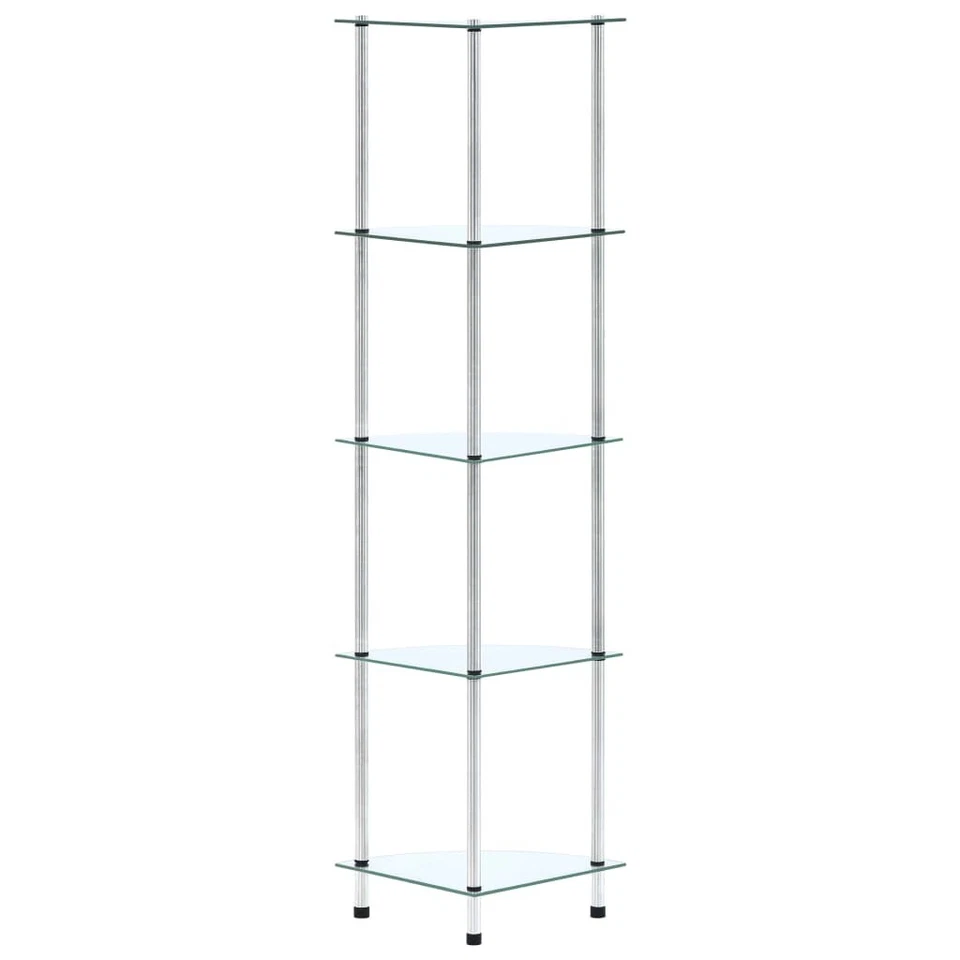 vidaXL Scaffale a 5 Livelli Trasparente 30x30x130cm in Vetro Temperato - Immagine 1 di 3