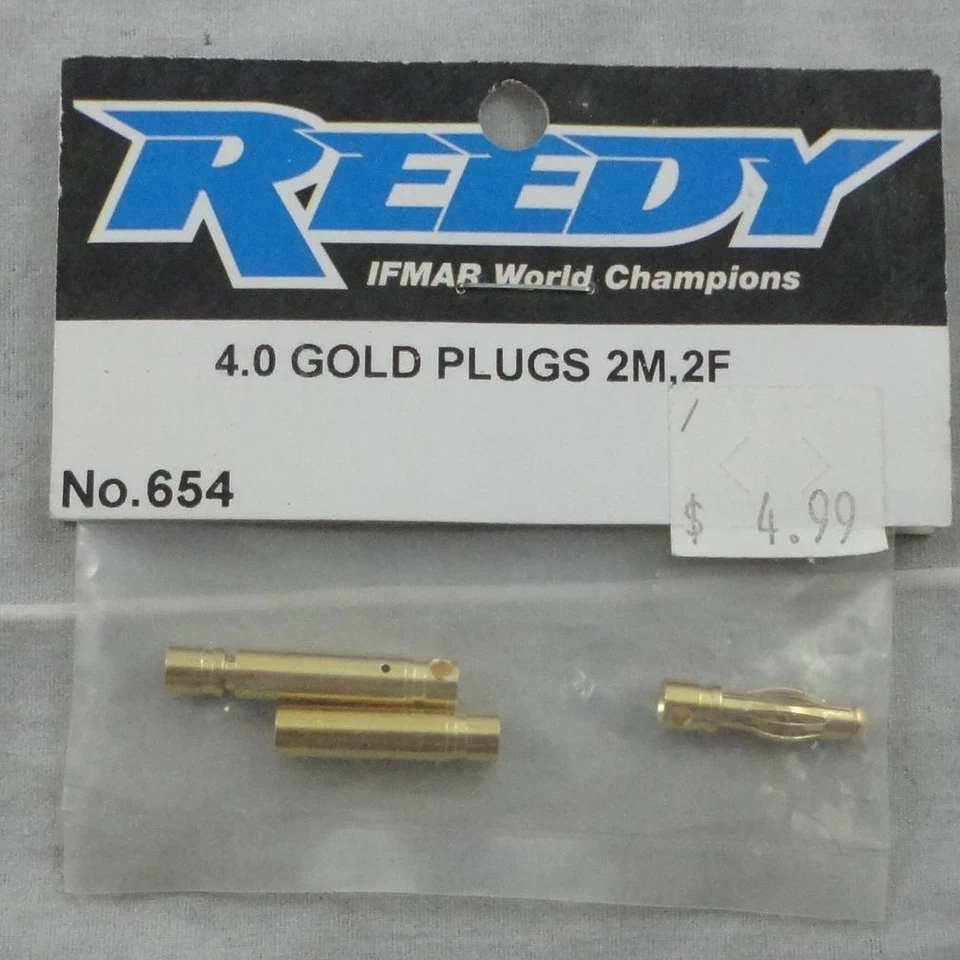 Reedy 4mm Gold Plated Bullet Connectors (2 Male/2 Female) ASC654 - Image 1 of 1