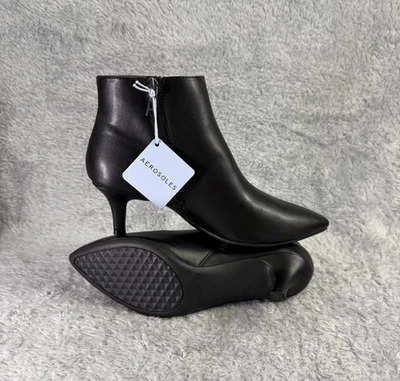 Botín Aerosoles Edith para mujer botines de tacón negro cuero vegano talla 8 Foto 1 de 4
