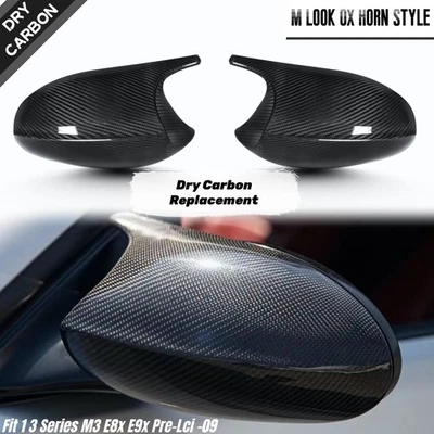 Mirror Cover Cap Dry Carbon Fiber Fit BMW M3 E82 E87 E90 E91 E92 Pre-Lci 05-09 Foto 1 de 4