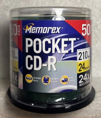 Memorex Pocket CD-R 50 Pack of Discs 24 min 24X Multi Speed Brand New Open Box - Image 1 of 2