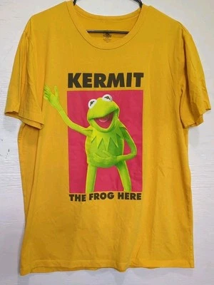 Disney Parks The Muppets Kermit the Frog Here Yellow T-shirt Adult Unisex Medium - Image 1 of 4
