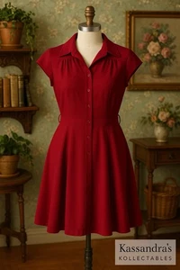 Princess Highway - Vestido camisero rojo para mujer. Talla 12 - Ajuste y acampanado de inspiración vintage - Imagen 1 de 11