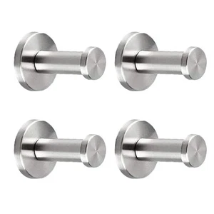 Bathroom Towel Hooks 4 Pack Round Coat Hooks Sturdy Wall Mounted Robe Hook SU... - Picture 1 of 7