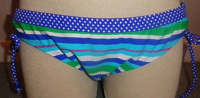 Pantalones de natación de bikini Joe Boxer azul a rayas con corazón talla grande para dama Foto 1 de 3