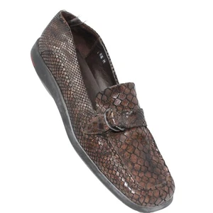 Mocassino da guida Sesto Meucci taglia 8,5M pelle marrone ecopelle serpente punta quadrata scarpe - Foto 1 di 11