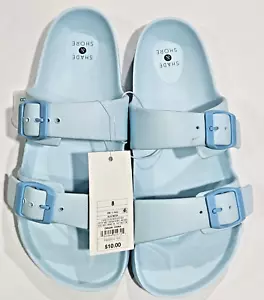 Shade & Shore Neida EVA Two Band Footbed Slide Sandals Light Blue Women's 8 - Picture 1 of 3