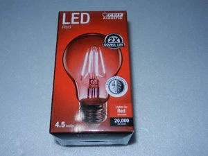 new Feit Electric red dimmable LED Party Light Bulb A19 medium base - Picture 1 of 8