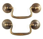 2 x Ant.Style Brass Swan Neck Bail Pull Drawer Cabinet Handles 2-3/4