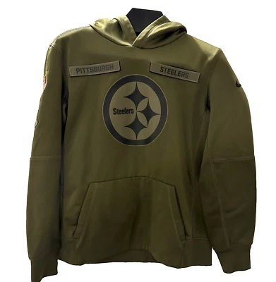 Nike NFL Steelers Salute to Service Olive Therma Pullover Hoodie Youth L 14/16 - Image 1 of 4