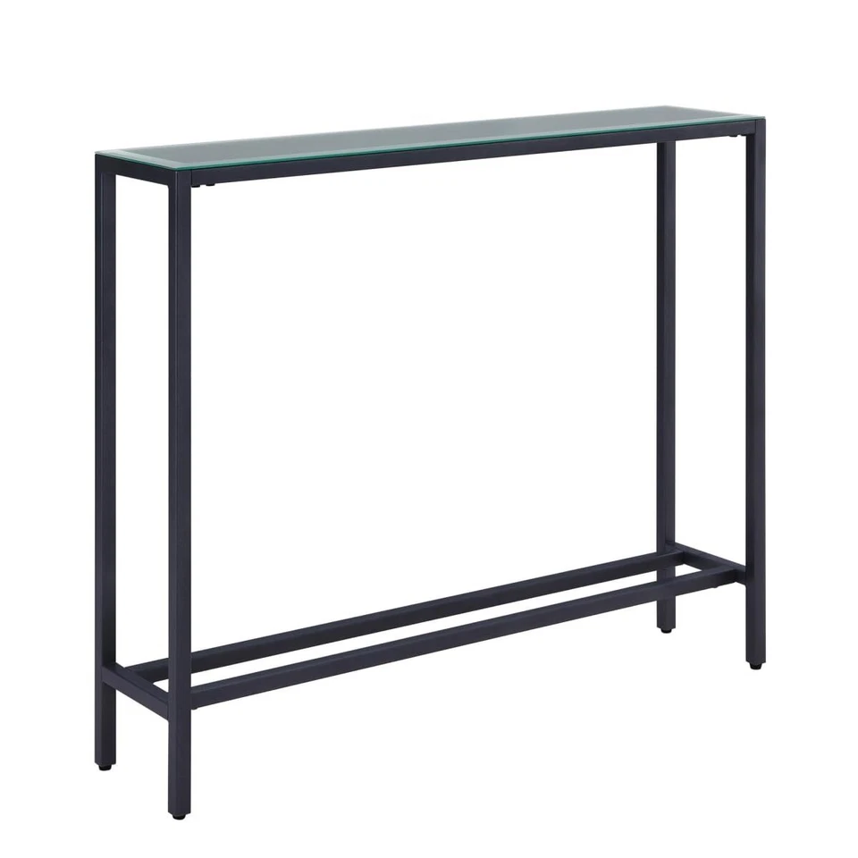 Mesa console 36 preto e Gunmetal vidro espelhado - Imagem 1 de 1