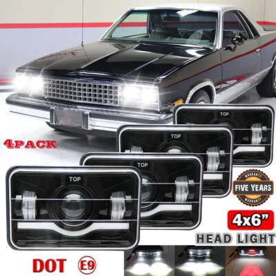 4X fit Chevrolet El Camino 1982-1987 4x6 LED Headlight Halo Projector Hi/Lo Beam - Image 1 of 4
