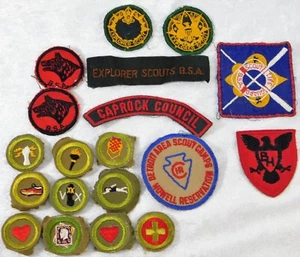 VTG 1940's BSA BOY SCOUT DETROIT EXPLORER STAMPS MERIT BADGE CAMP PATCHES LOT 19 - Picture 1 of 12
