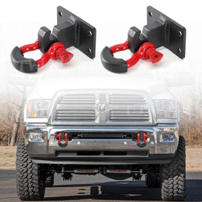 Pair Heavy Duty Front Tow Hooks w/ 3/4 D-Ring For Dodge Ram 2500/3500 2010-2020 - Image 1 of 4