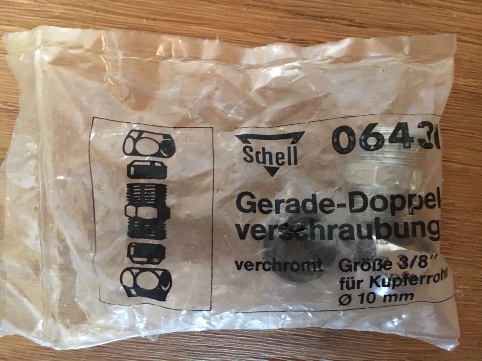 Schell Gerade Quetschverschraubung Doppel Verschraubung Ø 3/8" x 10mm - Bild 1 von 2