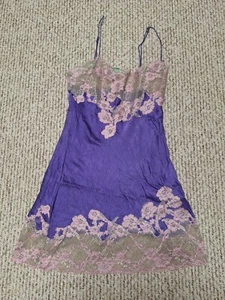Slip vintage lingerie seta pizzo floreale Mary viola taglia small - Foto 1 di 4