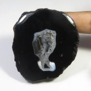 Natural Slice Agate Geode Cabochon 57x50 mm Black Smooth Gemstone 181Cts BS-1107 - Imagen 1 de 4