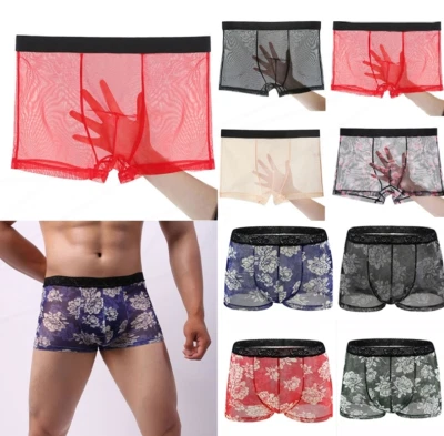 Boxer Trasparenti Da Uomo Intimo Sexy Pantaloncini In Rete Mutande ↔ ☆ - Immagine 1 di 4