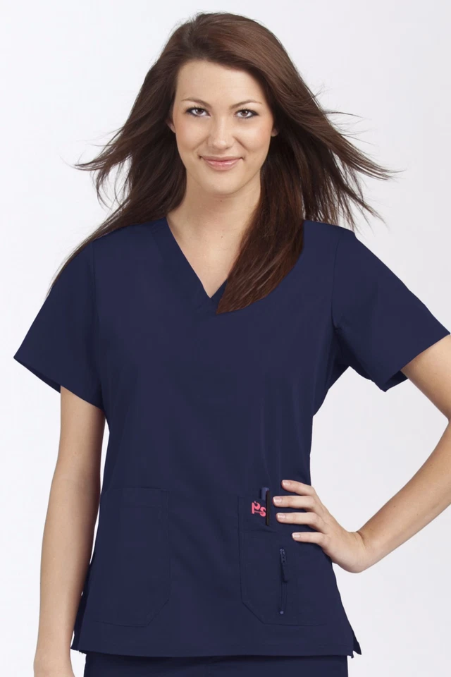 NEW WOMEN PEACHES UNIFORMS DESIGNER NURSING UNIFORM ZIPPIE SCRUB TOP #9409 - Image 1 of 1